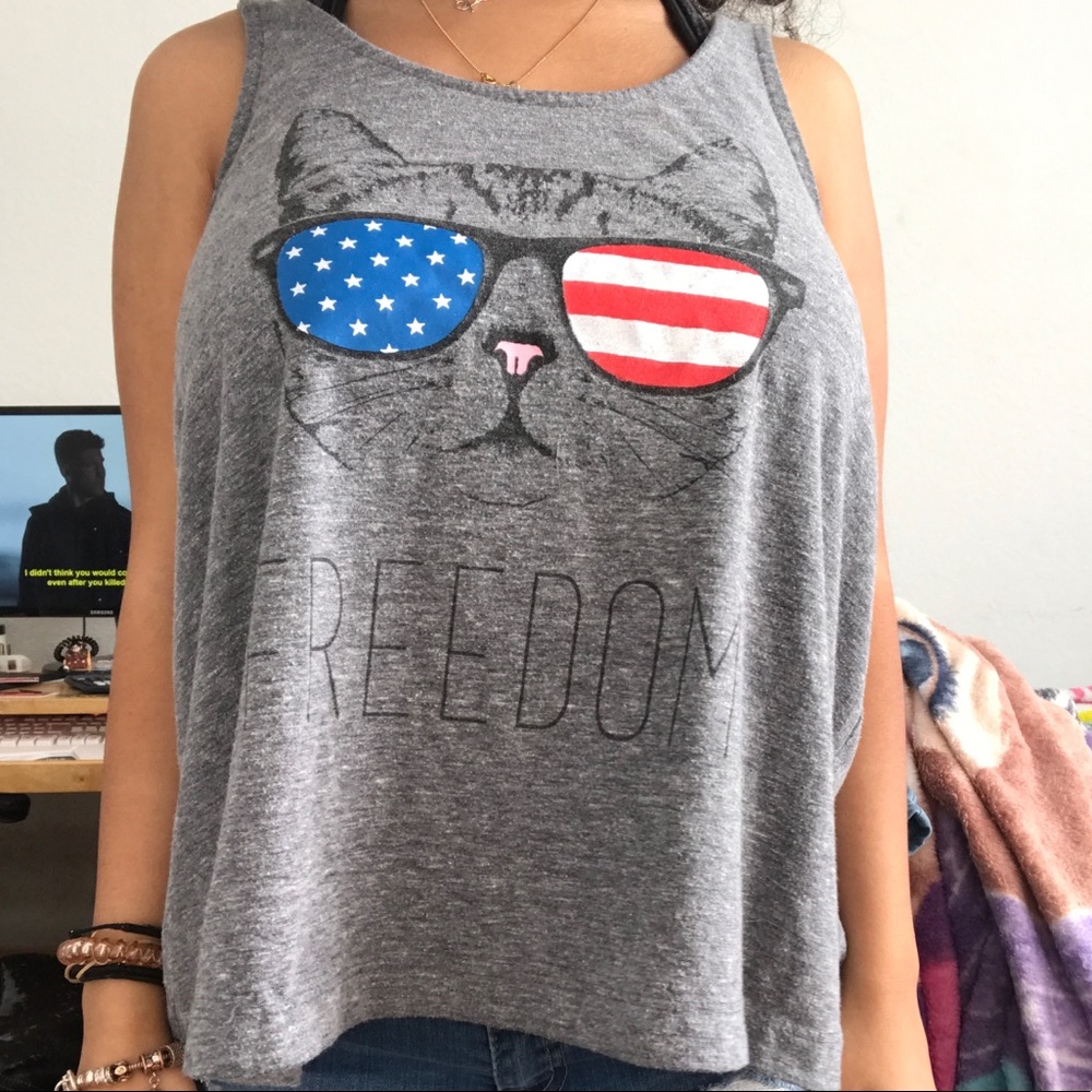 Crossed Back Freedom American Cat Shirt
